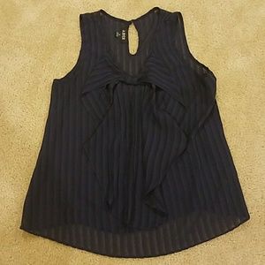 Medium sheer striped top with bow